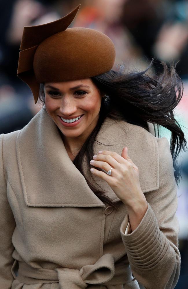 Meghan Markle arrives to attend the Royal Family's traditional Christmas Day church service at St Mary Magdalene Church in Sandringham. Picture: AFP