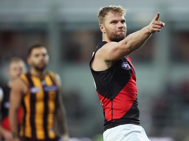 Essendon’s Jake Stringer was up and about against the Hawks. (Photo by Matt King/AFL Photos/via Getty Images)