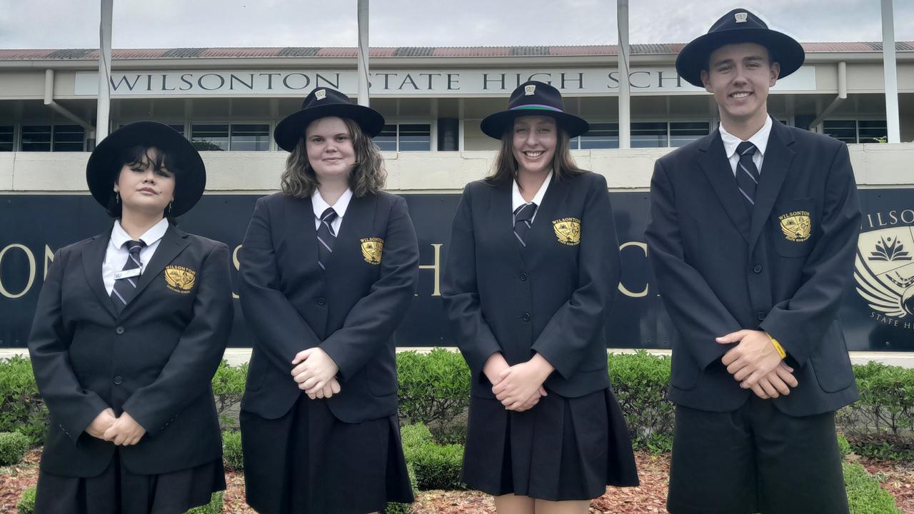 Wilsonton State High School students Jesse Ross, Caitlin Slattery, Sophie Tomkinson and Jack Becker were selected as the school's 2023 captains. Picture: supplied.