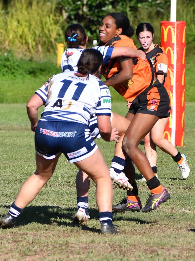 The Herbert River Crushers Women’s team drew 20-20 with Townsville Brothers in a hard-fought contest in Ingham on Saturday. Picture: Cameron Bates
