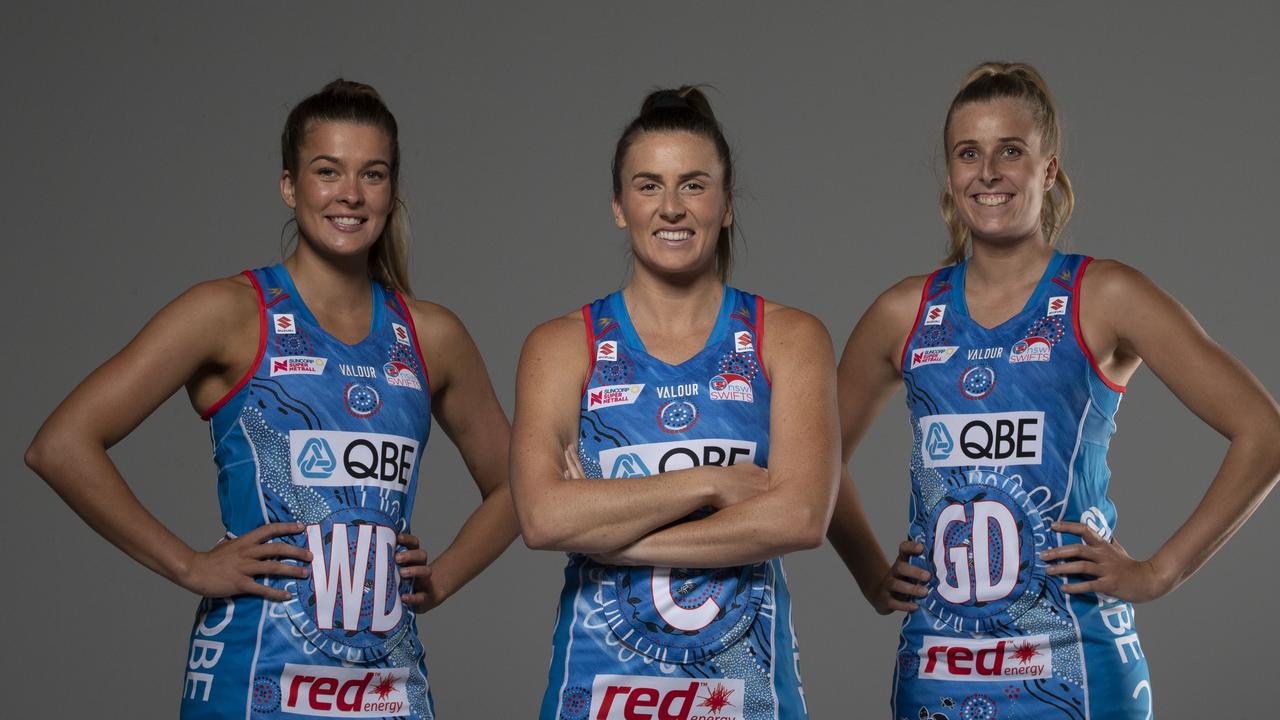 Allie Smith, left, has re-signed with NSW Swifts for next season. Picture: Narelle Spangher, Netball NSW