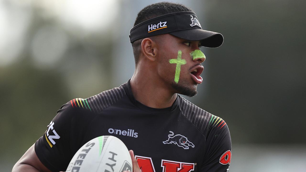 Dylan Edwards of the Panthers heads out to warm up before the NRL Round 7  match between the Newcastle Knights and the Penrith Panthers at McDonald  Jones Stadium in Newcastle, Saturday, April