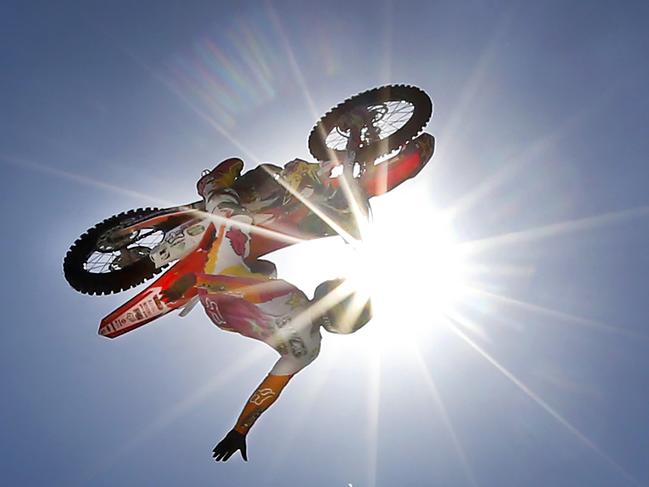 Nitro Circus rider Cam Sinclair in action on the Melbourne date of the You Got This tour. Picture: David Caird