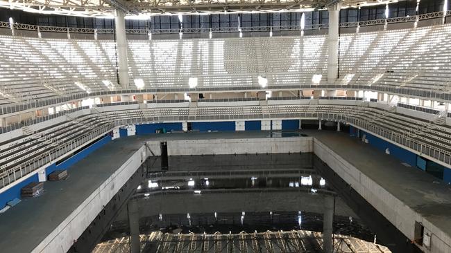 The main swimming arena from the 2016 Games left to ruin. Pictures: Getty Images