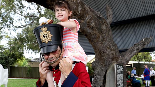 Richard Oldham with Isabel Barroso at the Old Gum Tree at Glenelg North. Picture: Calum Robertson