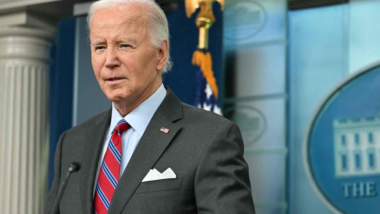 Mr Biden speaking at the White House today. Picture: Andrew Caballero-Reynolds/AFP