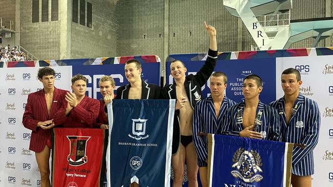 BGS acknowledge their win, flanked by Terrace (third) and Nudgee (Second).