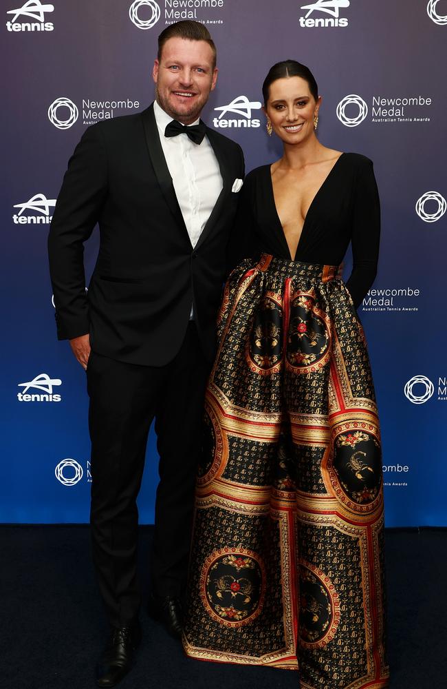 Sam Groth and Brittany Groth arrive at the Newcombe Medal. (Photo by Graham Denholm/Getty Images for Tennis Australia)