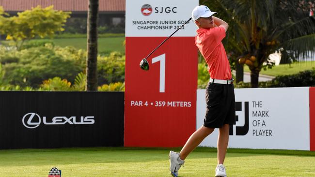 Riley Millers teeing off in Singapore in 2022. Photo: Contributed