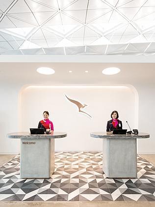 The entrance of the new Qantas Hong Kong Lounge. 