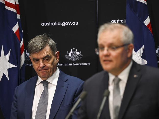 Australia's Chief Medical Officer Brendan Murphy with Scott Morrison.