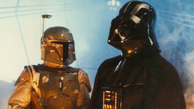 Actor Jeremy Bulloch (left) as Boba Fett in Star Wars. Picture: supplied