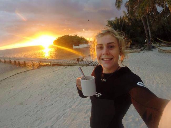 A smiling Elly Warren takes a selfie on a beach in South Africa in 2015. Picture: Supplied