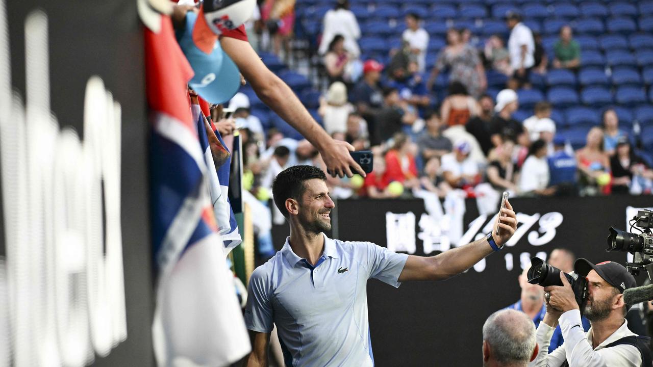 Novak Djokovic’s victory against Taylor Fritz was an almost four hour match. Picture: Paul Crock / AFP