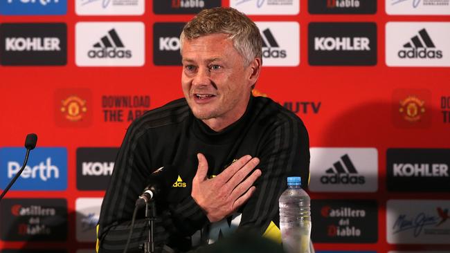 Manchester United manager speaks at a press conference in Perth on Wednesday. Picture: Getty Images