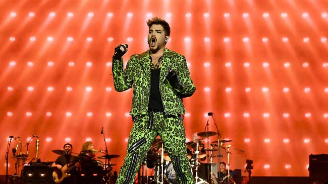 Adam Lambert performs with Queen. Picture: AFP