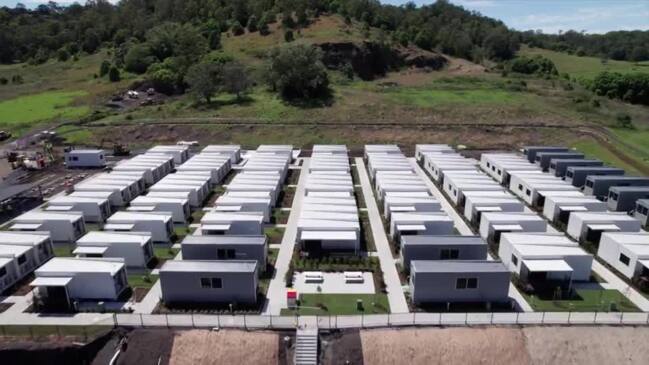 Drone footage shows new temporary homes for flood-affected Lismore residents