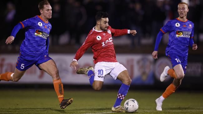 Gian Albano on his way to score for Melbourne Knights.