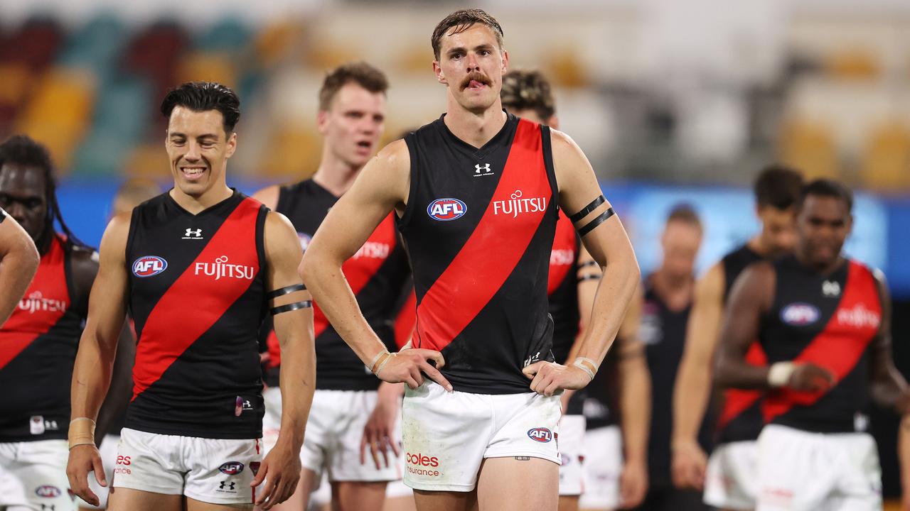 Joe Daniher’s Bombers lost to the Eagles. Picture: Michael Klein