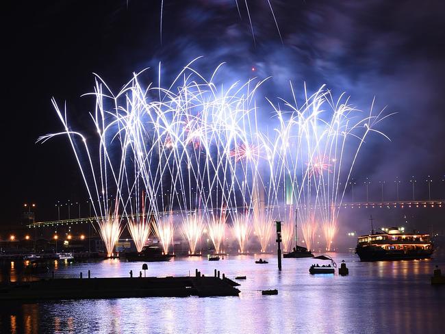 The fireworks display over Victoria Harbour is always a highlight on Australia Day — but this year fireworks will come from Etihad Stadium. Picture: Mike Keating