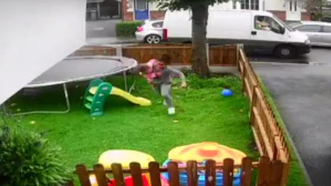 CCTV footage shows Sadie picking up her sister after a van pulled up outside their house. Picture: Facebook/Rechelle Marcia Haigh