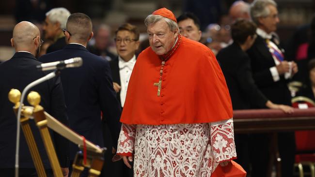 The late Australian cardinal George Pell arrives for the consistory in August 2022 celebrated by Pope Francis for the creation of new cardinals in St Peter's Basilica. Picture: Anadolu via Getty Images