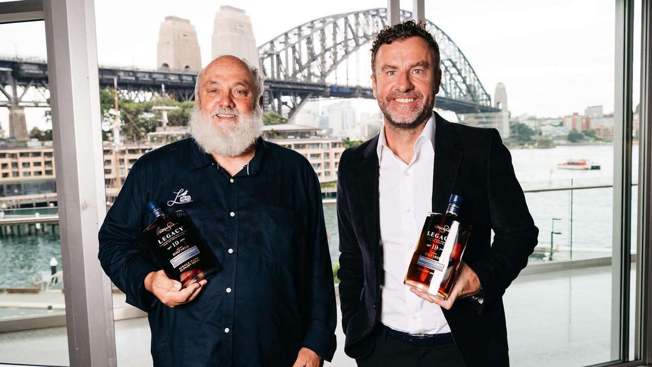 Managing Director Geoff Bainbridge with the founder of Lark Distilling.