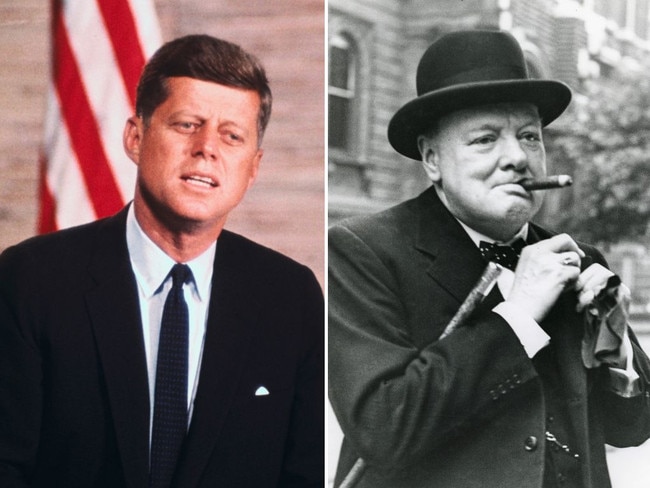John F Kennedy and Winston Churchill
