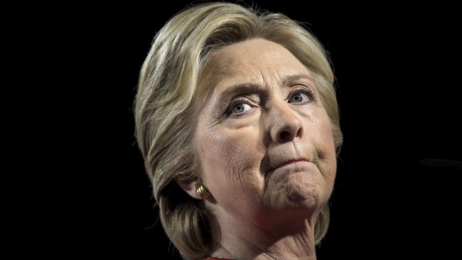 Former Democratic presidential nominee Hillary Clinton pauses while speaking during a rally at the Grand Valley State University Fieldhouse in Allendale, Michigan, after the election. Picture: AFP/Brendan Smialowski