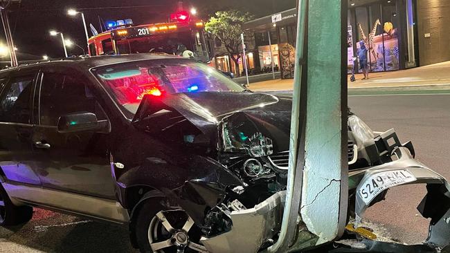 An alleged drink driver was arrested after crashing his car in the city. Picture: SA Police