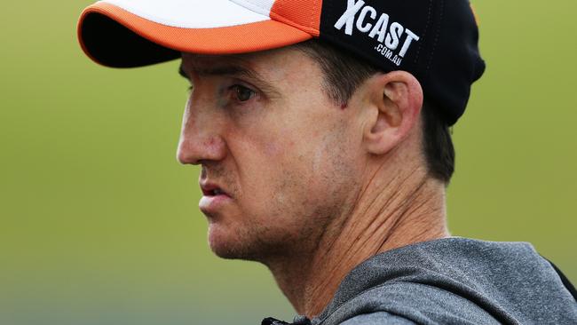 Jason Taylor coach of the Wests Tigers rugby league team during training at Campbelltown Stadium, Sydney. Pic Brett Costello