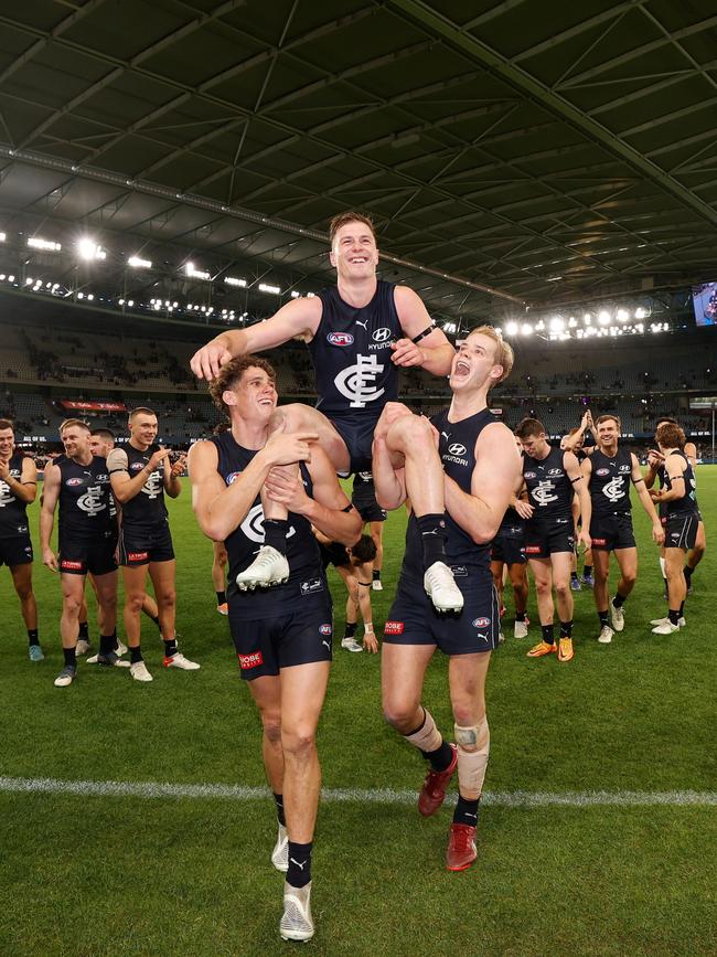 Jack Newnes played 207 games at AFL level. (Photo by Michael Willson/AFL Photos via Getty Images)