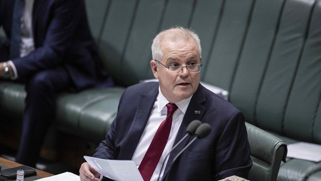 Scott Morrison during Question Time in the House of Representatives in Parliament House Canberra. Picture: NCA NewsWire / Gary Ramage