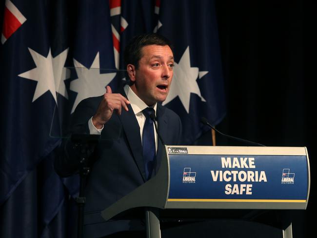 Matthew Guy says a Coalition Government would create “the biggest connected super-highway in Australia and get Victoria moving again”. Picture: AAP/David Crosling