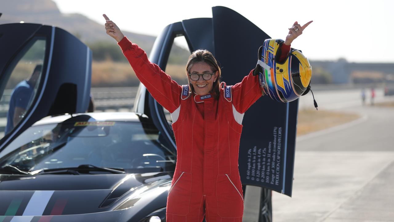 Renuka Kirpalani with the Pininfarina Battista hypercar.