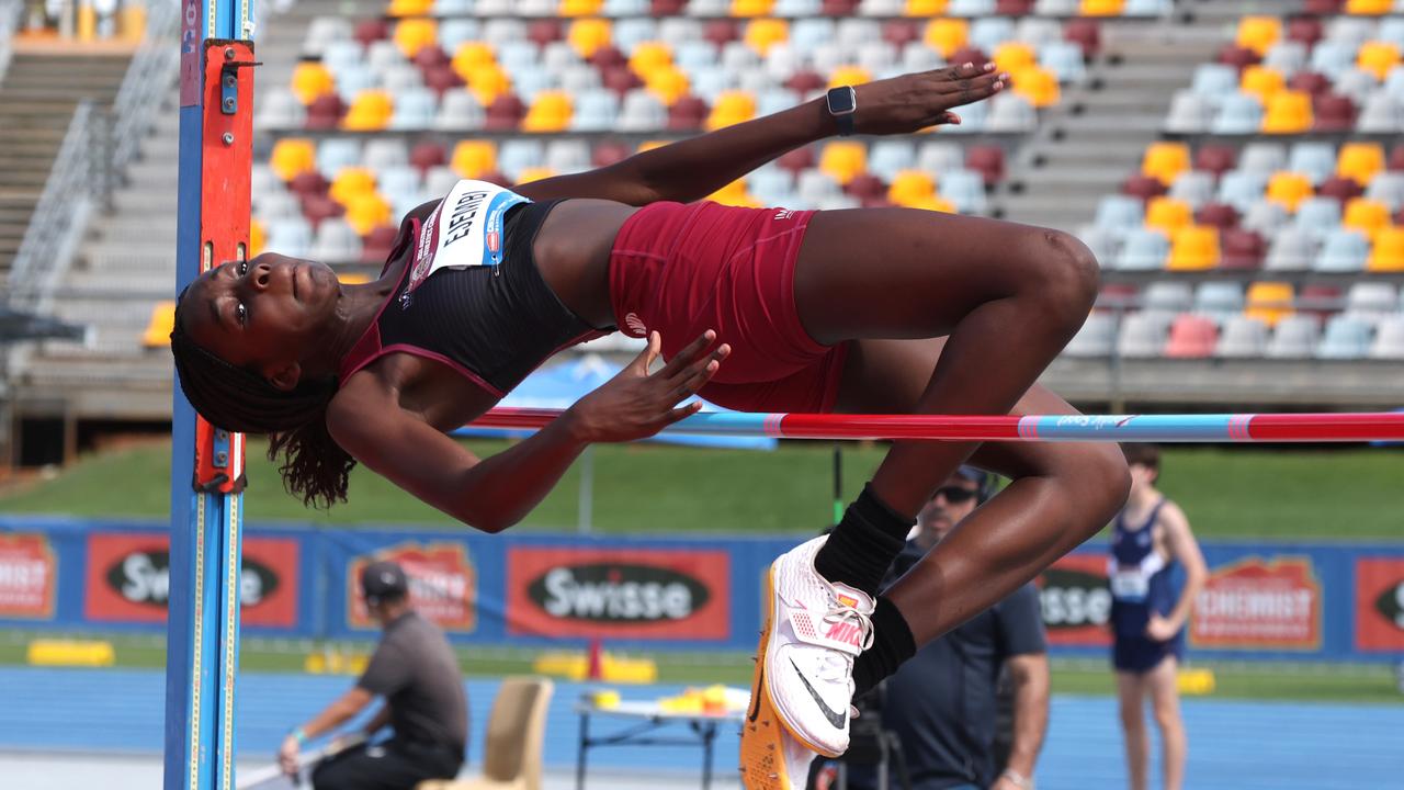 <b>Diva Ejembi</b> of St Peters - Australian All Schools Championships at QSAC in Brisbane - U/14 Girls high jump Picture David Clark