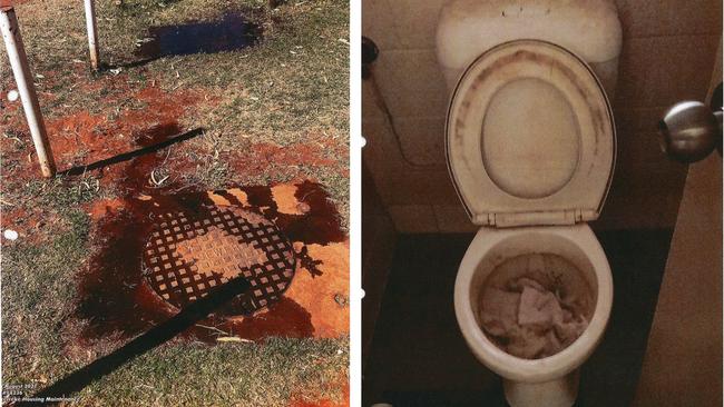 A blocked toilet and an overflowing septic tank in Mt Liebig, NT. Picture: NT Courts