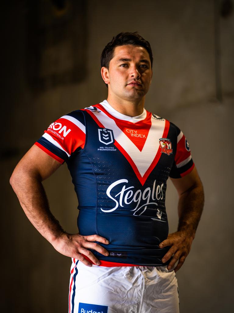 Roosters recruit Brandon Smith showing off his colours. Picture: Roosters Digital