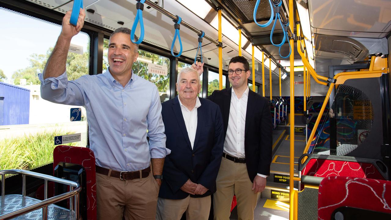 Premier Peter Malinauskas, Mt Barker mayor David Leach and Kavel MP Dan Cregan in January. Picture: Brett Hartwig