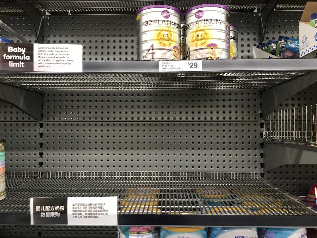 Parents regularly find Coles and Woolworths shelves empty.