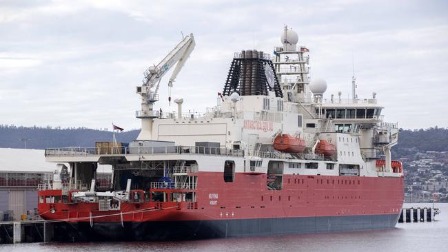 Antarctic research vessel RSV Nuyina docked at MAC 2. Picture: Chris Kidd