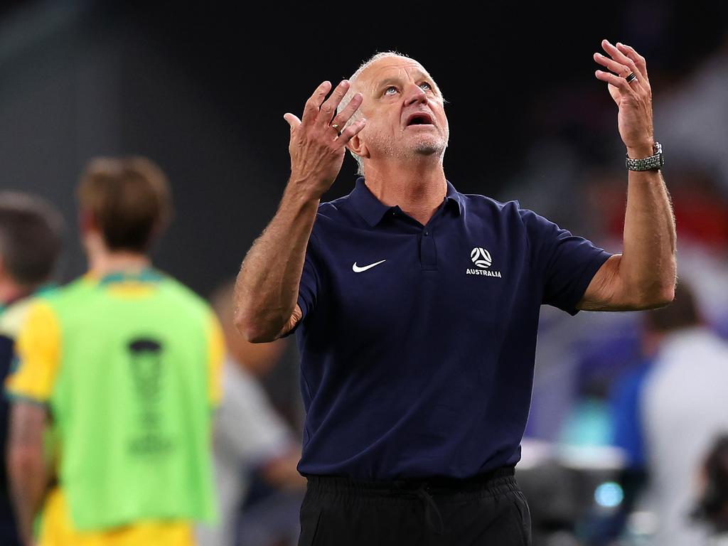 Robbie Slater says Graham Arnold can’t be to blame for the Socceroos missing so many chances. Picture: Robert Cianflone/Getty Images