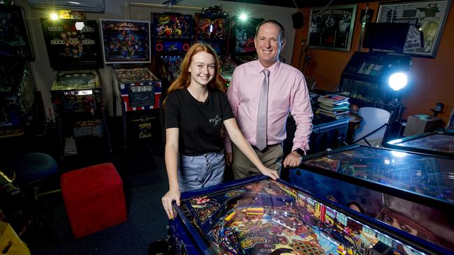 They have 16 pinball machines inside their Gold Coast home. Picture: Jerad Williams