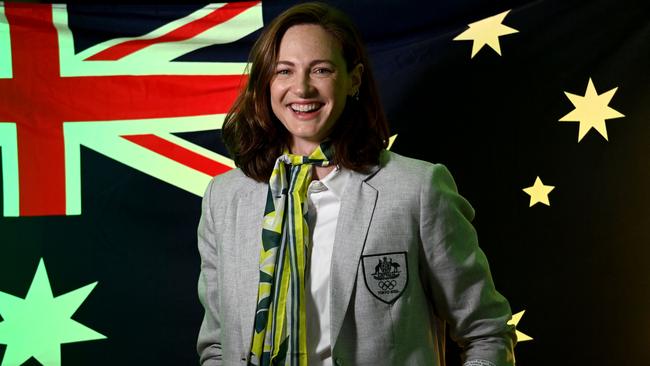 Cate Campbell is all smiles after being announced as flag bearer. Picture: Delly Carr