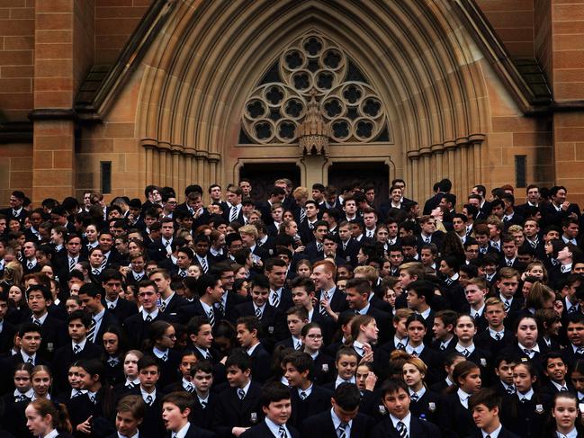 Rosebank College, a Catholic co-ed high school at Five Dock, is celebrating its 150th anniversary this month with a mass at St Mary's Cathedral in the city, Its 1300 students, and staff, will be in a giant photo shoot in the Cathedral forecourt.