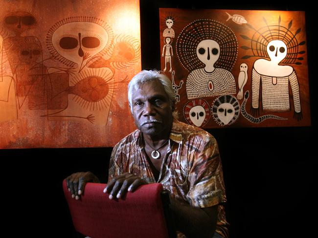 Artist Donny Woolagoodja who is chairman of the Mowanjum arts centre at Mowanjum in Derby. Woolagoodja was one of the first people in Mowanjum to write his own will with the help of Arts Law