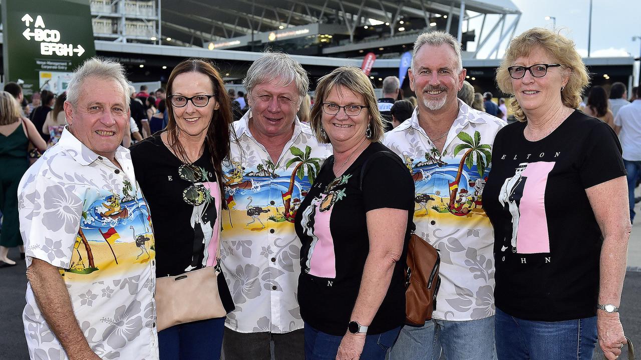 Brian, Wendy, John, Linda, Debbie and Rob from Rockhampton. Elton John performed at Queensland Country Bank Stadium, Townsville on 29 February 2020. PICTURE: MATT TAYLOR.