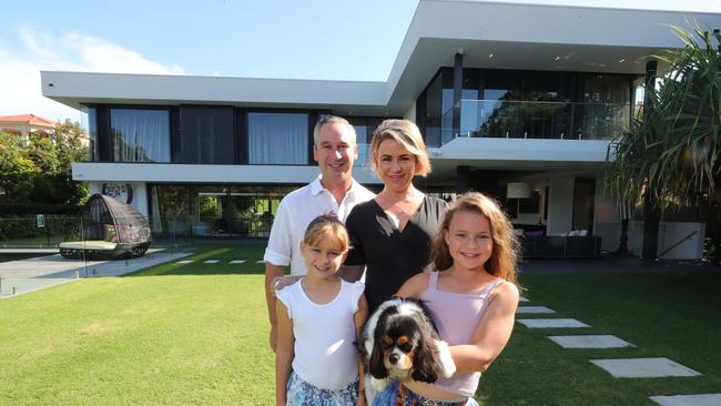 V8 Supercar driver Paul Weel and his wife Emma, with daughters Mila and Abby. Picture Glenn Hampson