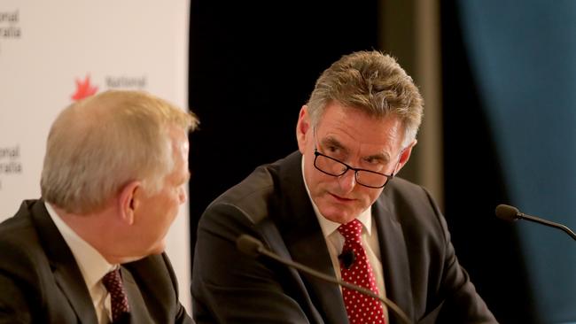 Incoming NAB CEO Ross McEwan (right), with chairman Philip Chronican. Picture: Stuart McEvoy.