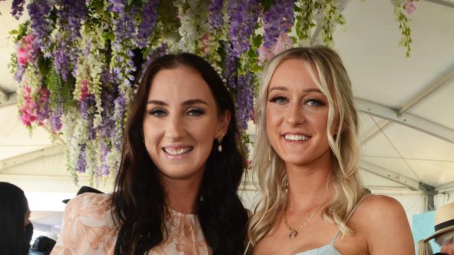 MAGIC MILLIONS 2022: Bree Thurston and Jasmine Dunmore at Pacific Fair Magic Millions Polo at Main Beach. Picture: Regina King.